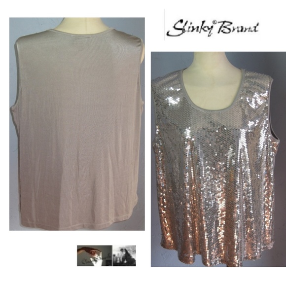 Slinky Brand Tops - Slinky Brand New Gray Silver Sequin Tunic Top